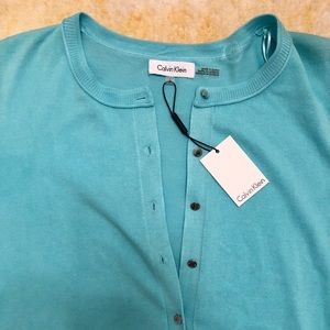 NWT Calvin Klein Teal Blue Cardigan RETAILS $70